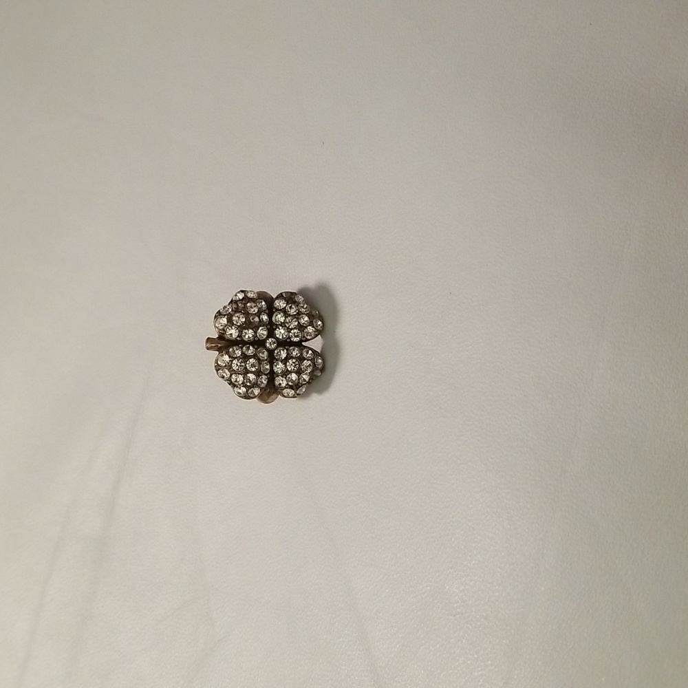 Women's Lucky Brand Four Leaf Clover Antique Gold & Rhinestones Ring; Size 7